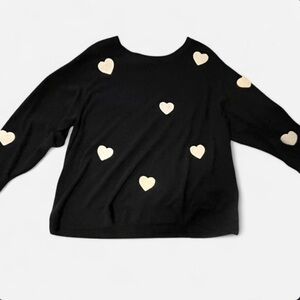 Black Sweater with White Heart Accents
